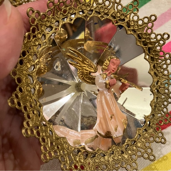 2 Vintage Jewel Brite Plastic Angel Christmas Ornaments 1960s - Picture 4 of 8